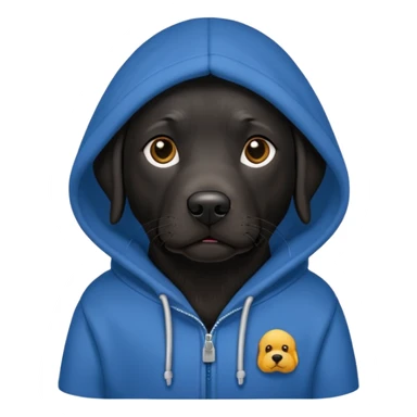 Black lab wearing a hoodie sticker