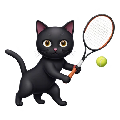 Cat black qui joue au tennis  sticker