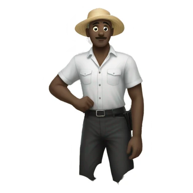 un noir qui prend du coton dans un champs sticker