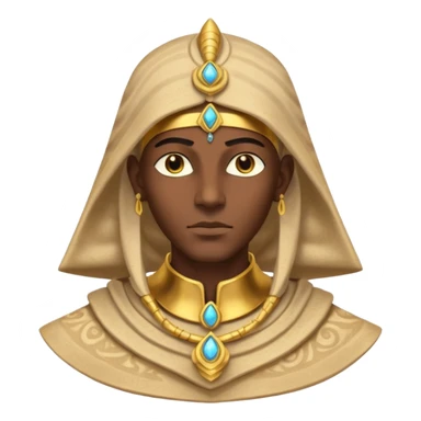 ancient pharaoh sand mage portrait, head and shoulders only, Egyptian-inspired hood collar, gold ornaments, mystical sand swirl, glowing eyes, 3D cartoon, mobile game icon style, clean background, no text, no watermark
 sticker