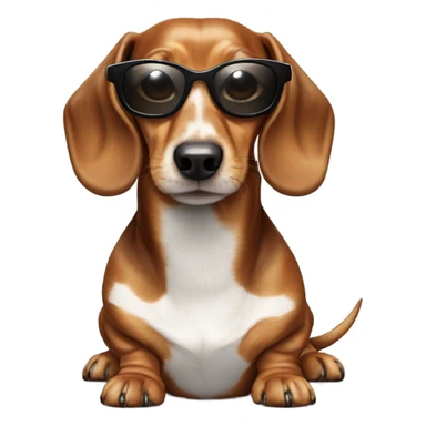 Dachshund white and brown spotted fur wearing sunglasses sticker