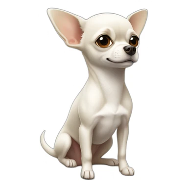 White short-haired, smooth-coated Chihuahua sitting attentively and obediently sticker