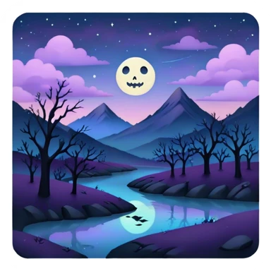 goth  eerie pastel night landscape  sticker