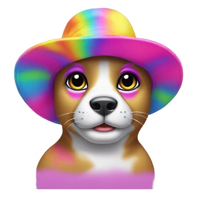 A Lisa frank animal wearing a hat  sticker