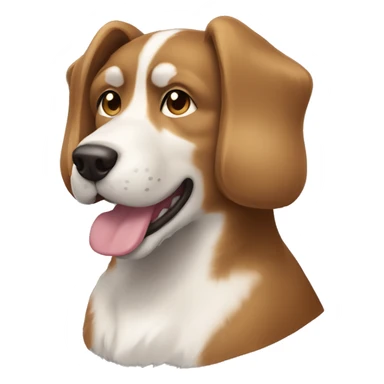 kokoni dog light brown and white, furry ears and neck with underbite sticker