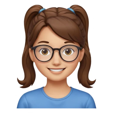 brown haired Ponytail Girl with Glasses sticker
