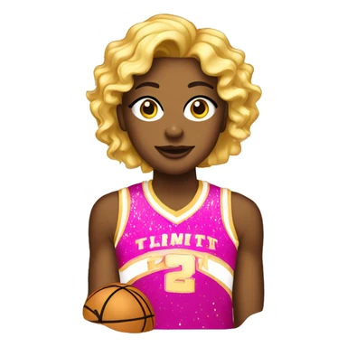 A sparkly basketball with pink and gold accents, showing off that boujee courtside style. sticker