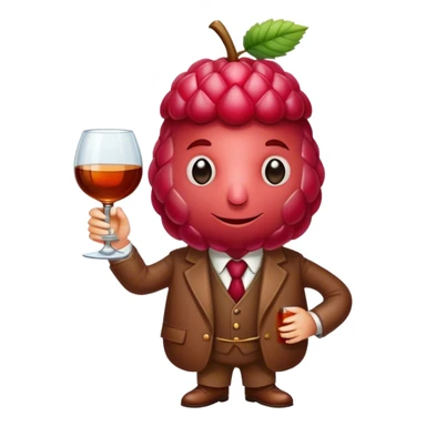 Living Raspberry fruit holding a cognac glass sticker