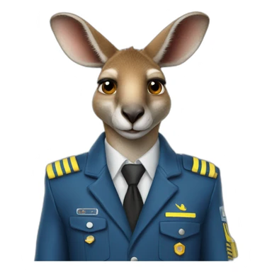 Kangaroo pilot long sleeve blue suit portrait thumbs up sticker