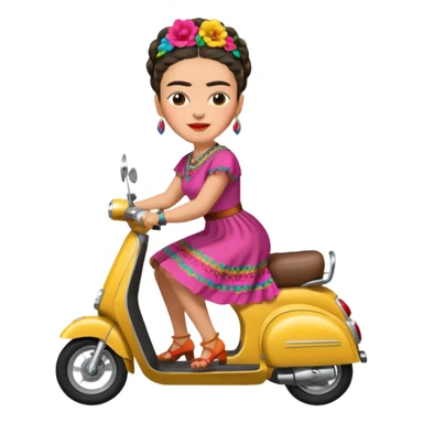 Frida Kahlo driving a scooter sticker