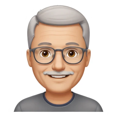 54 year old man, short shaved grey hair, full short shaved beard stuble, glasses sticker