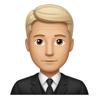 A very handsome successful white man in his 40s. Wearing black but not a suit. Looks like a lawyer. sticker