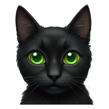 black cat with green eyes and fluffy fur sticker