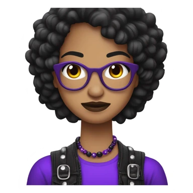 Cabello morado tipo rok y uñas color negros  sticker