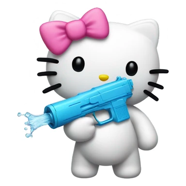 Hello kitty with watergun sticker