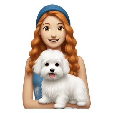 ginger girl with a coton de tulear sticker