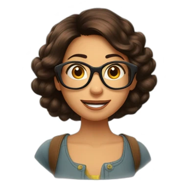 Póster Disney Pixar mujer morena pelo largo liso marrón con lentes sticker