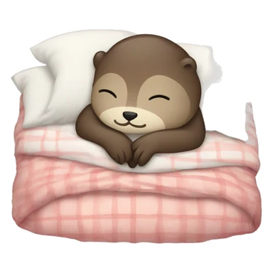Sleepy Otter with pijama tucked in bed sticker