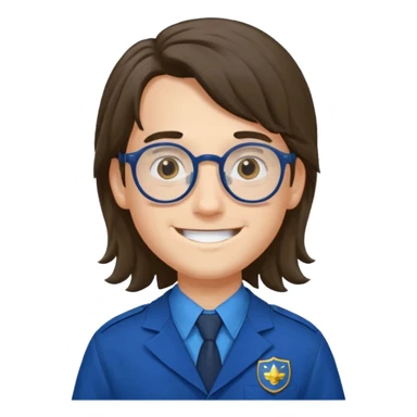 scout boy long hair spectacled blue uniform sticker