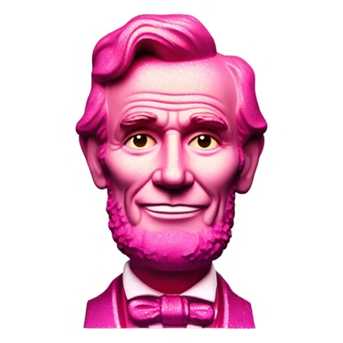 Pink ombre Abraham Lincoln statue smiling with glitter  sticker