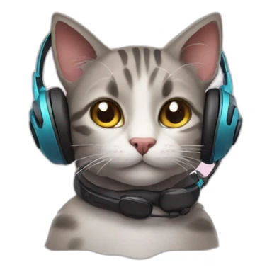 cat with gaming headset sticker
