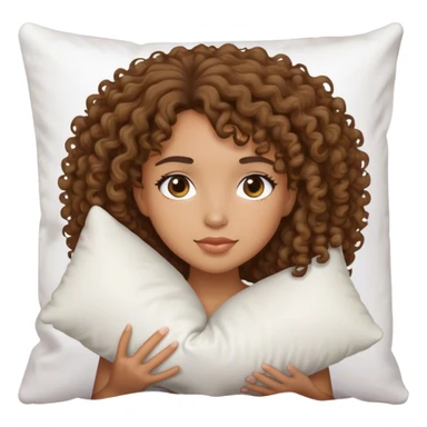 Sleeping on pillow mixed race girl medium curly hair  sticker
