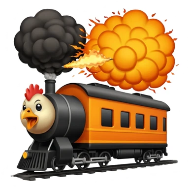 Chicken eating a train while exploding sticker
