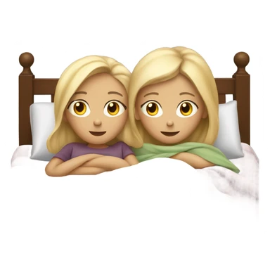 Two blonde kids, one boy, one girl, sick in bed, at home, get better soon sticker