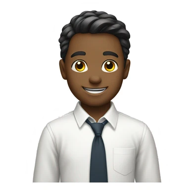 smiling boy in white shirt with tie sticker