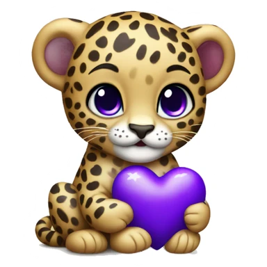 Baby leopard holding a purple heart  sticker