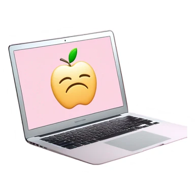 A sleek and modern MacBook Air laptop in a soft pastel pink color. The Apple logo on the back of the screen is white, contrasting elegantly with the pink finish. The laptop is slightly open, showing a glimpse of the white keyboard and silver edges. The design is minimalist and stylish, reflecting a premium aesthetic. sticker