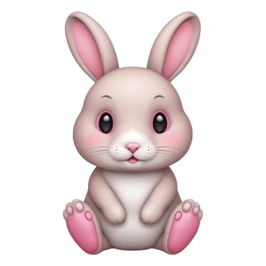 Rabbit in round shape with blushy pink cheeks and button eyes round feet and arms sticker
