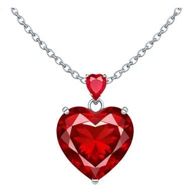 red heart ruby pendant with silver chain and white stones sticker
