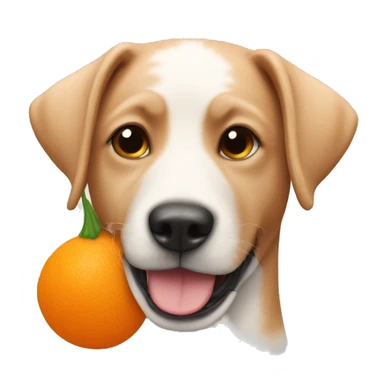 Un perro naranja con un collar de un sol sticker