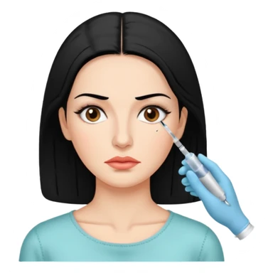 spanish woman black hair doing botox procedure sticker