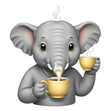 elephant with tea cup sticker