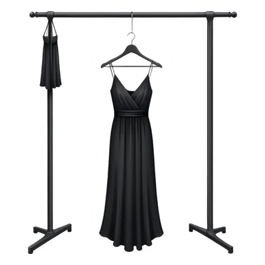 clothing rack with a single elegant black dress hanging sticker