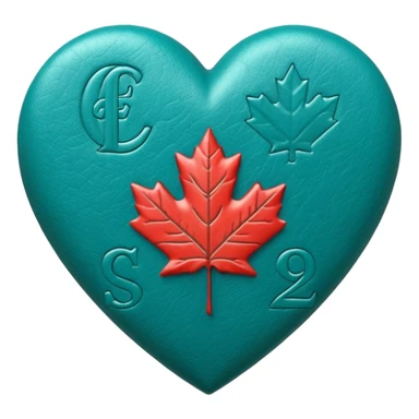 Teal heart with Canadian money sticker
