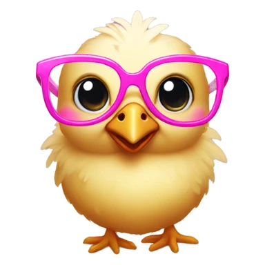 baby chicken with pink glasses sticker