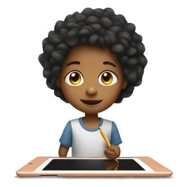 child drawing on ipad sticker