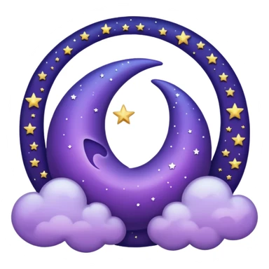Purple Crescent Moon With Clouds And Stars sticker