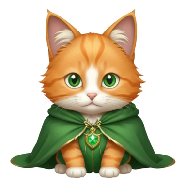 baby orange cat green eyes, in magic silver cloak sticker