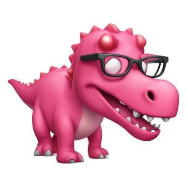 Pink dinosaur with red glasses  sticker