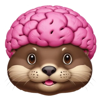 generate an otter with a very big  pink brain going out of the head sticker