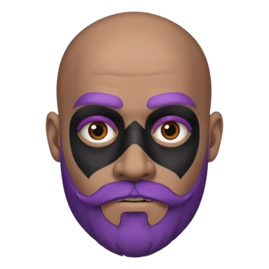 bald purple bearded man with black face tattoo sticker