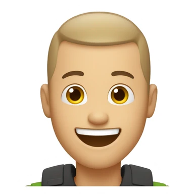 happy guy with buzzcut wave hand sticker