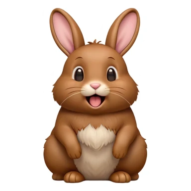 Cinematic Cute Yawning Brown Rabbit Portrait Emoji, Head tilted slightly with a dramatic, wide-open yawn, showcasing a smooth, rich brown fur with floppy ears, round brown eyes barely open in drowsy contentment, Simplified yet irresistibly adorable features, highly detailed, glowing with a soft, cozy glow, high shine, relaxed yet expressive, stylized with a touch of whimsy, bright and endearing, soft glowing outline, capturing the essence of a sleepy yet affectionate bunny, so drowsy it feels like it could stretch out of the screen and curl up for a nap! sticker