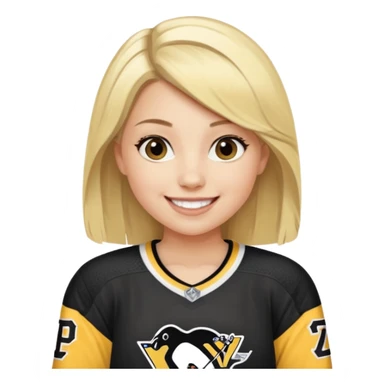 Girl blonde with hockey jersey pittburgh penguins sticker