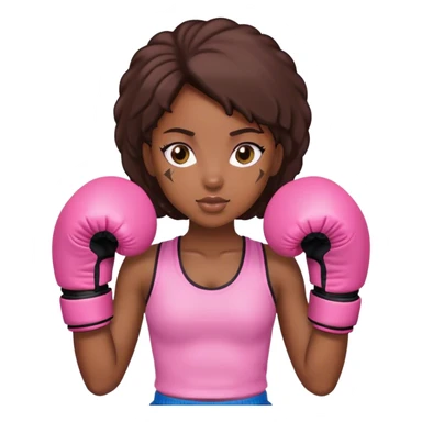 black girl wearing pink boxing gloves sticker