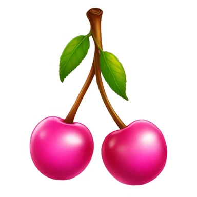 two pink shiny cherries on one stem  sticker